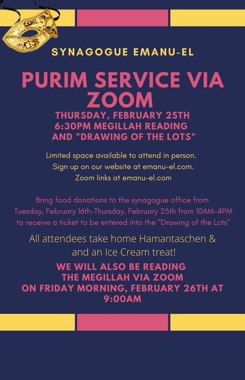 Banner Image for Zoom Purim Service